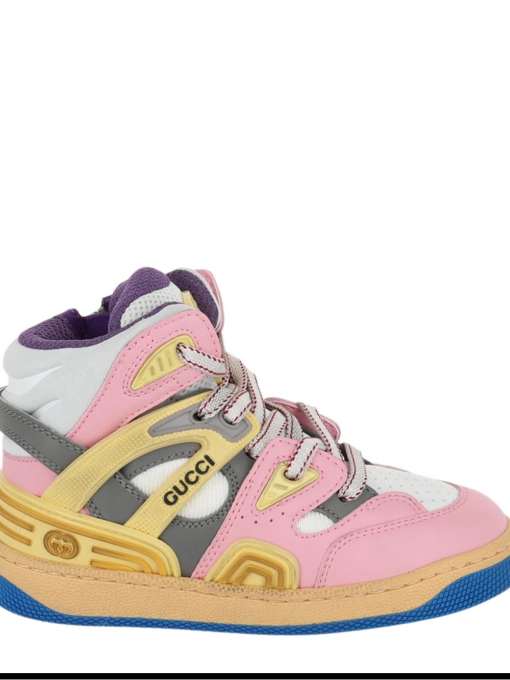 Gucci Kids Multicolor High-Top Sneaker Pink, Yellow, and , Gray  euro 26 (us 9.5